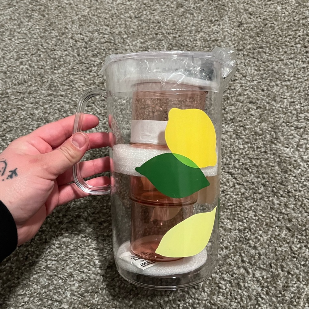 Brand new Kate Spade water pitcher with 3 cups